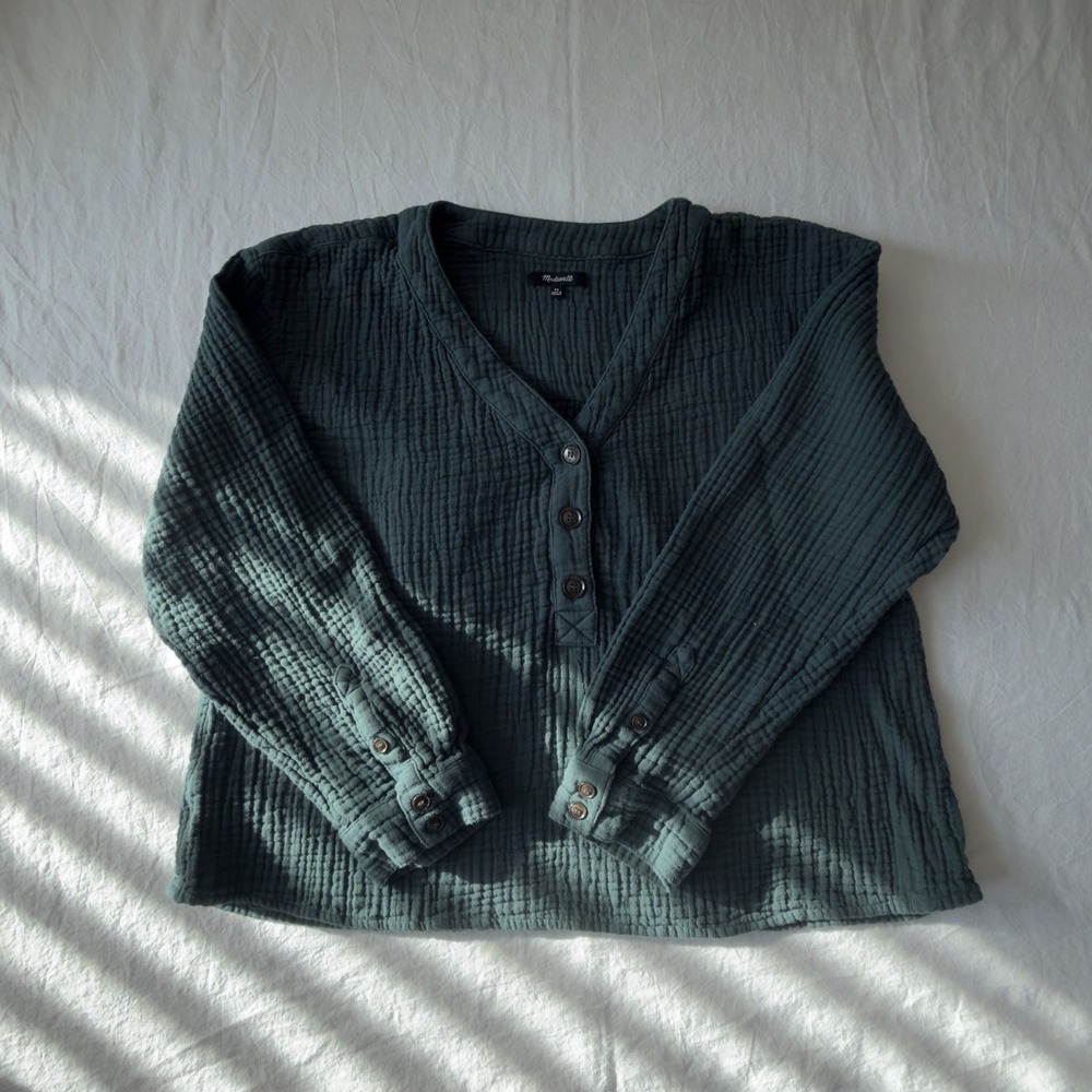 Madewell Women's LS Size XL Green Cotton